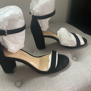 Heels black Swede sandals